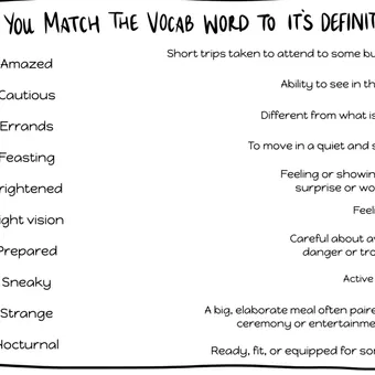 Can you Match the Vocabulary Word to Its Definition? — activity preview